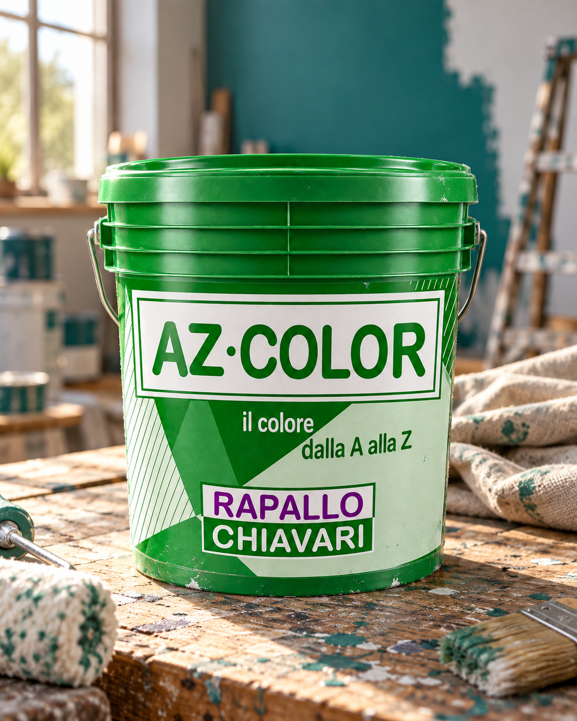 Pittura traspirante AZ Color fotografata in un laboratorio di decorazione